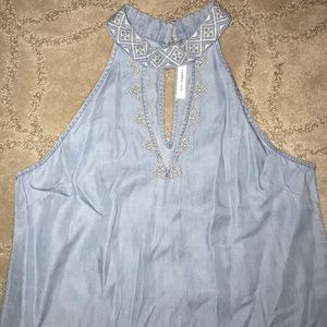 Blue Denim Embroidered dress